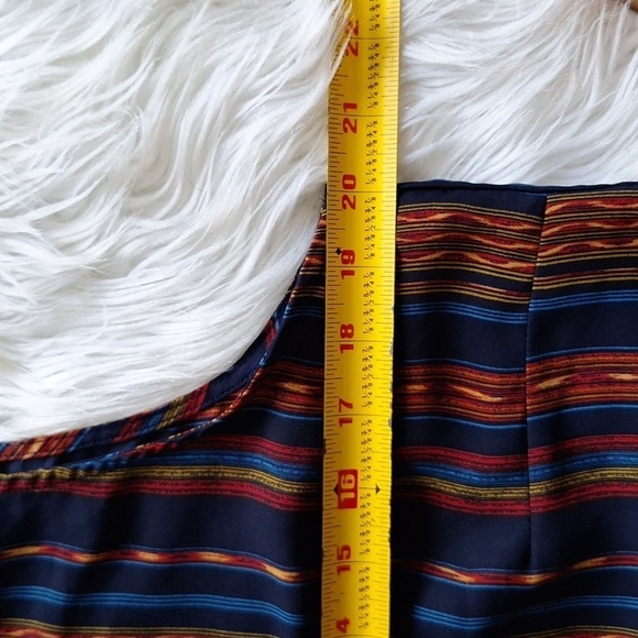 Bobeau Split Side Mock Neck Stripe Tunic Blouse - Picture 12 of 16